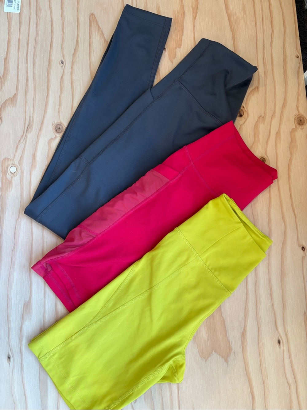 girlfriend collective biker shorts /leggings Charcoal, Lime and pink fabletics